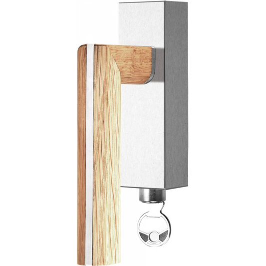 PBL22-DKLOCK - Fenstergriff dreh/kipp - edelstahl satiniert/ eichenholz rechtsweisend