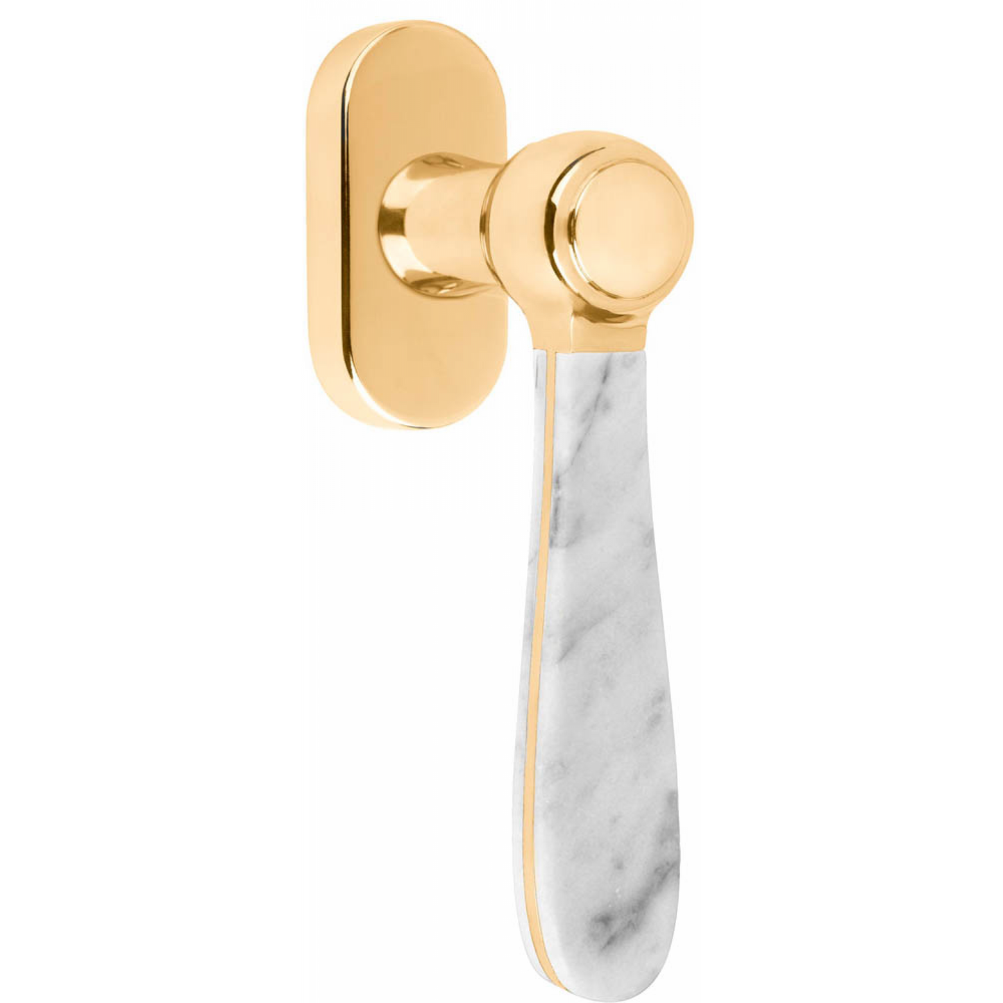 LZ100MA-DK-O - Fenstergriff dreh/kipp - messing unlackiert/ carrara-marmor rechts/ linksweisend