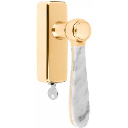 LZ100MA-DKLOCK-O - Fenstergriff dreh/kipp - messing unlackiert/ carrara-marmor rechts/ linksweisend