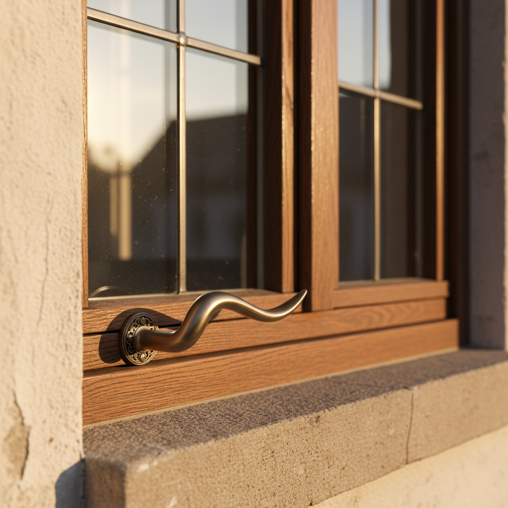Denkmalgeschütztes Gebäude mit elegantem Fenstergriff